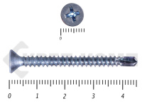 Саморез потай, цинк 4.8 х 45 сверло, DIN 7504Р, МОСКРЕП (200шт.)